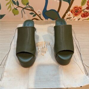 Charlotte Stone Olive Textured Mules